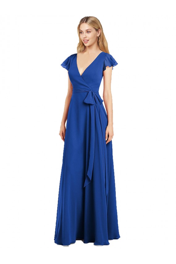 Lxue Chiffon A-Line Long Flutter Sleeves Bridesmaid Dress Sheffield