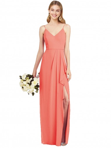 Soft Chiffon Trumpet Long Sleeveless Formal Dress / Bridesmaid Dress Sheffield