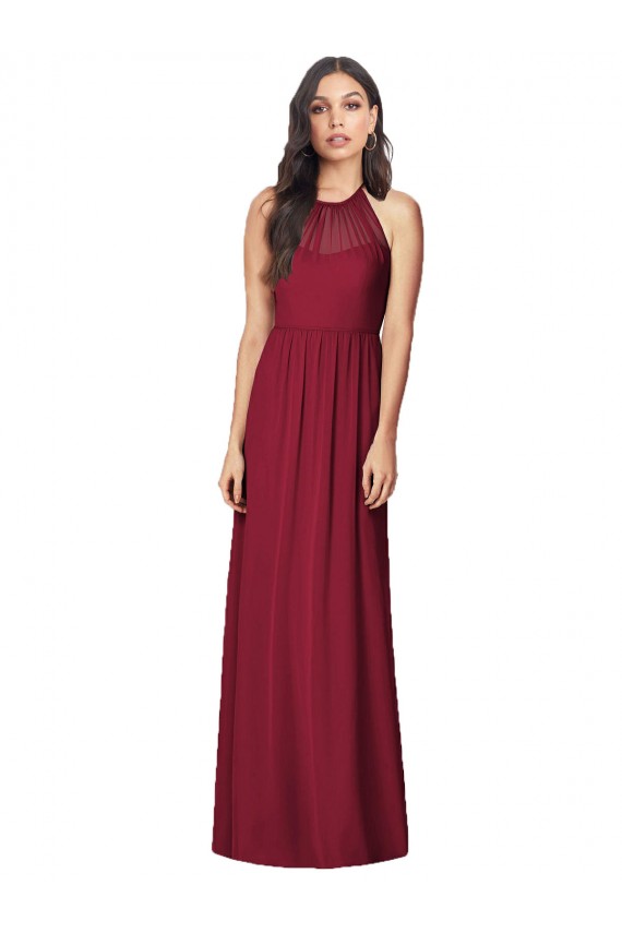 Soft Chiffon Trumpet Long Sleeveless Burgundy Bridesmaid Dresses Sheffield