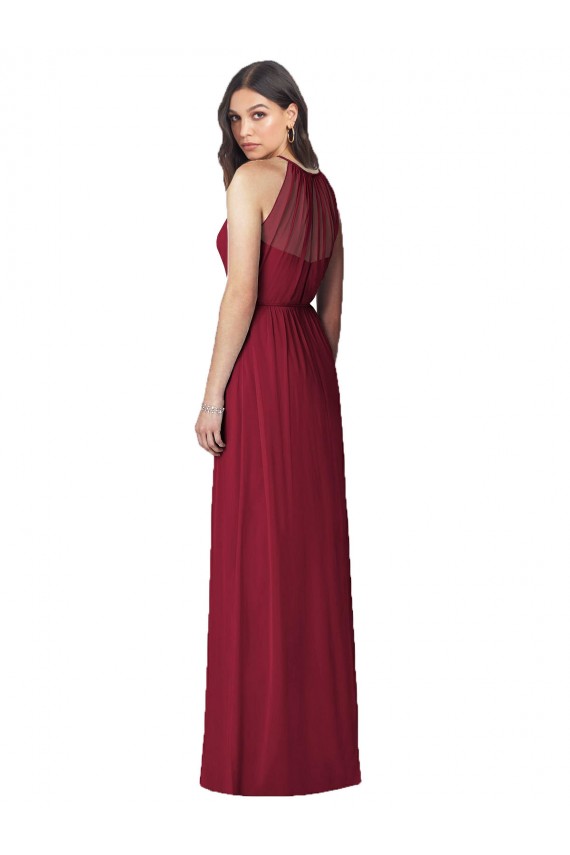 Soft Chiffon Trumpet Long Sleeveless Burgundy Bridesmaid Dresses Sheffield