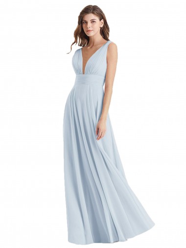 Lxue Chiffon A-Line Long Sleeveless Tie Back Bridesmaid Dress Sheffield
