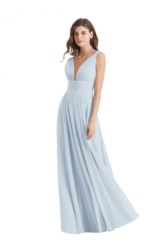 Lxue Chiffon A-Line Long Sleeveless Tie Back Bridesmaid Dress Sheffield