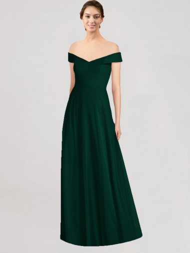 Soft Chiffon A-Line Long Sleeveless Ever Green Formal Dress / Bridesmaid Dress Sheffield