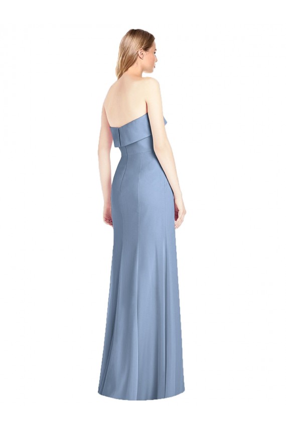 Soft Chiffon Trumpet Long Sleeveless Dusty Blue Bridesmaid Dresses Sheffield
