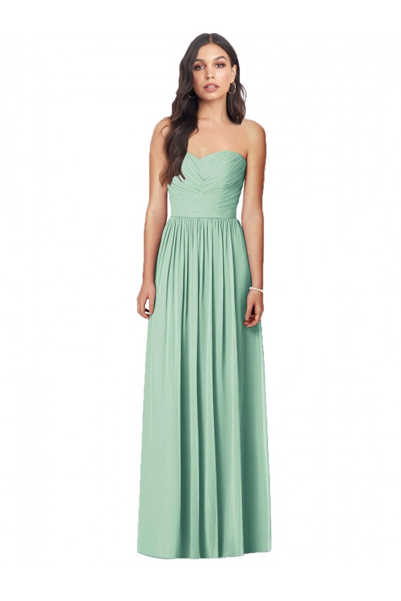 Soft Chiffon Trumpet Long Sleeveless Mint Green Bridesmaid Dress Sheffield