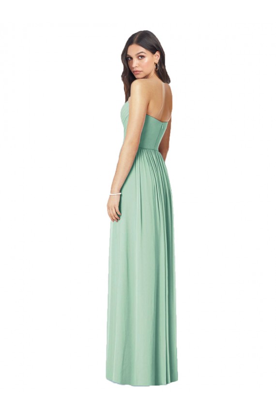 Soft Chiffon Trumpet Long Sleeveless Mint Green Bridesmaid Dress Sheffield