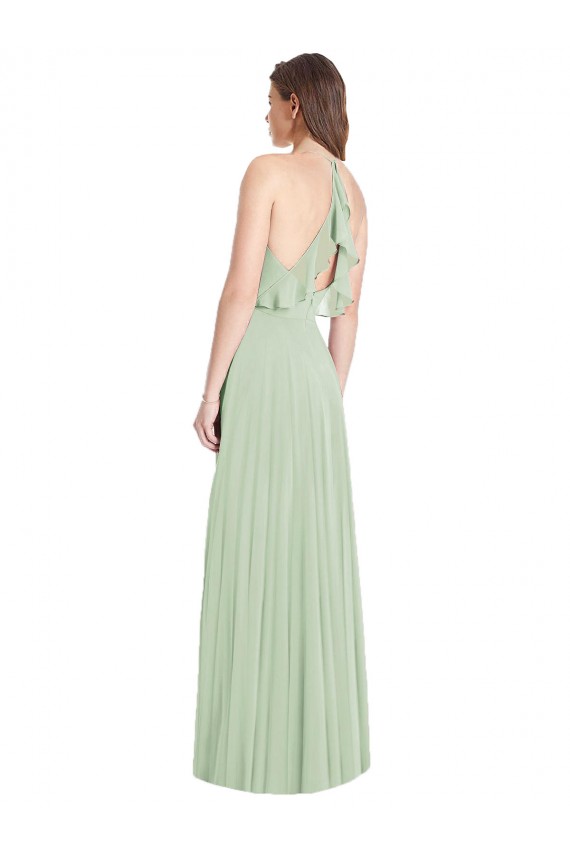 Soft Chiffon Trumpet Long Cold Shoulder Semi Formal Evening Dress / Bridesmaid Dress Sheffield