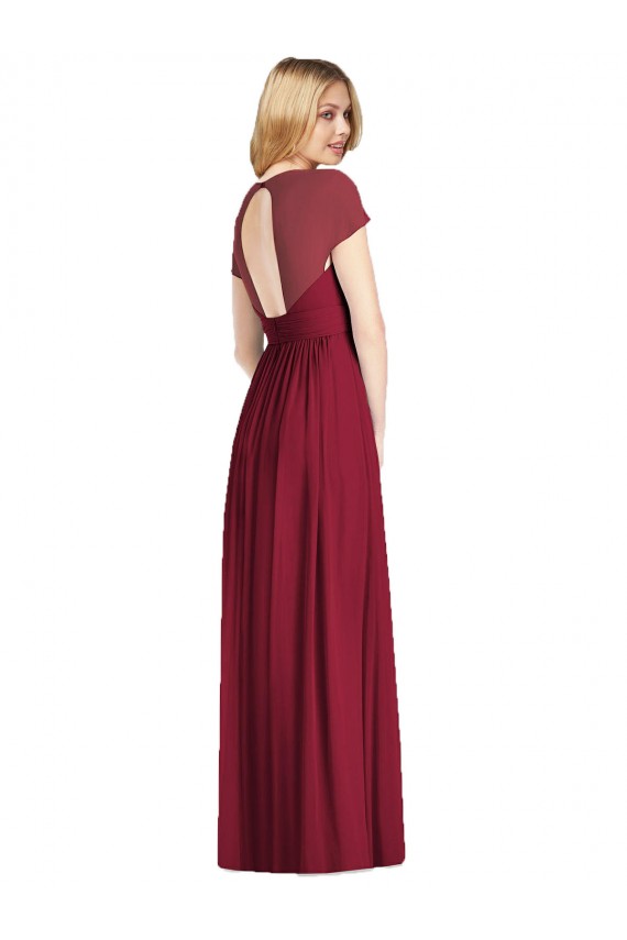 Soft Chiffon Trumpet Long Cap Sleeves Open Back Bridesmaid Dress Sheffield