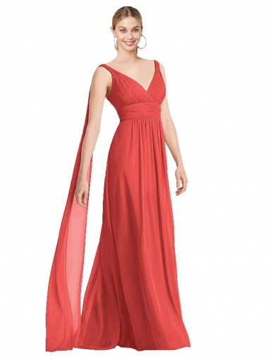 Soft Chiffon A-Line Long Sleeveless Firecracker Low Back Bridesmaid Dress Sheffield