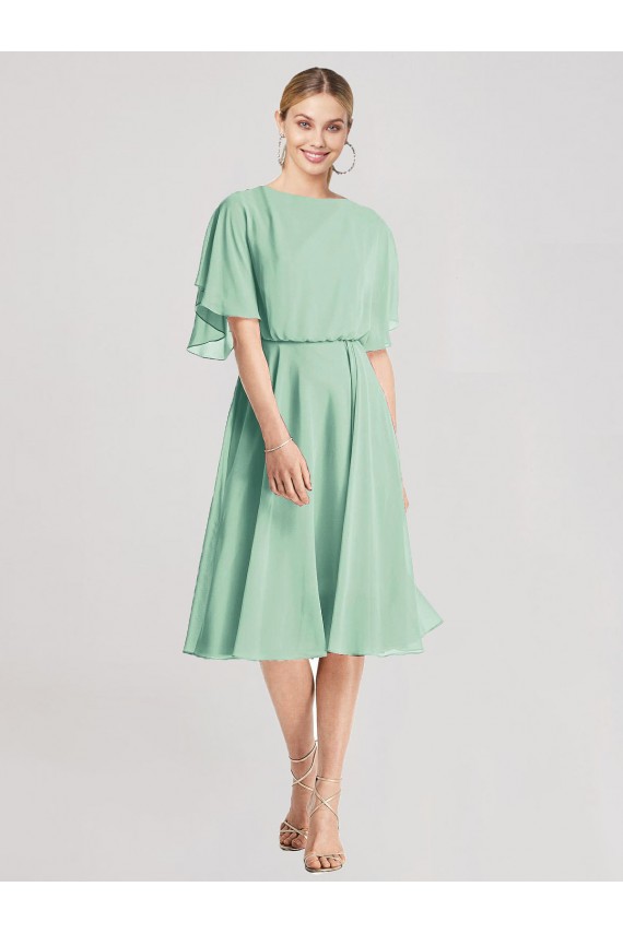 Soft Chiffon A-Line Knee Length Flutter Sleeves Open Back Bridesmaid Dress Sheffield