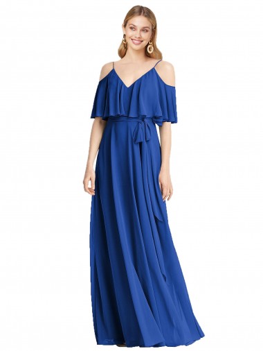 Chiffon A-Line Long Cold Shoulder Bridesmaid Dress Sheffield