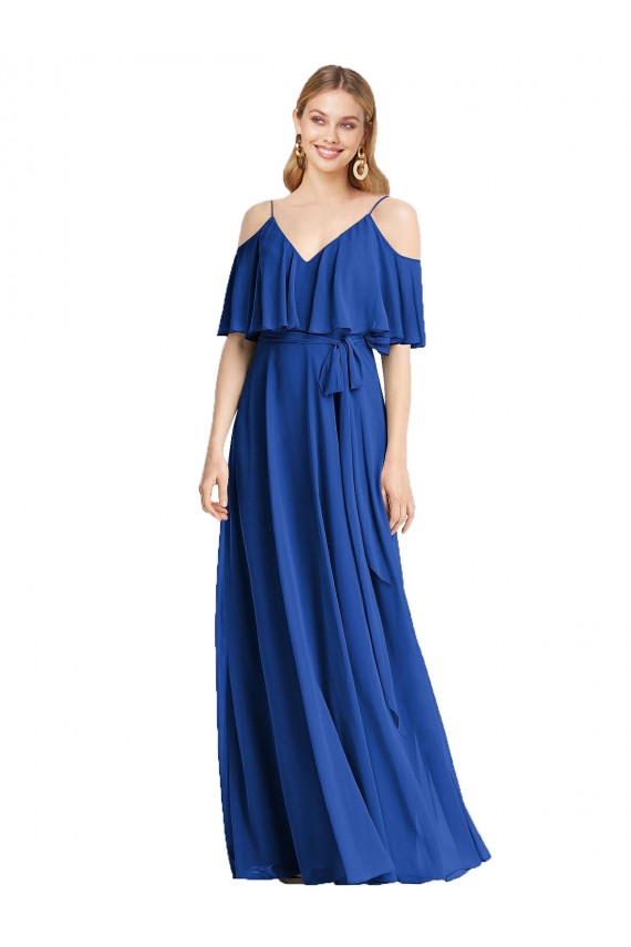Chiffon A-Line Long Cold Shoulder Bridesmaid Dress Sheffield
