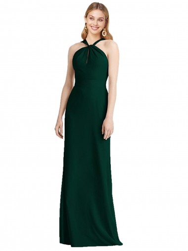 Soft Chiffon Trumpet Long Sleeveless Ever Green Bridesmaid Dress Sheffield