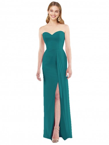 Soft Chiffon Trumpet Long Sleeveless Side Slit Bridesmaid Dresses Sheffield