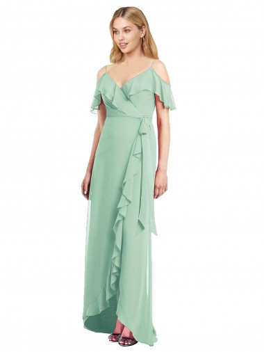 Soft Chiffon Trumpet Long Cold Shoulder High Low Bridesmaid Dress Sheffield