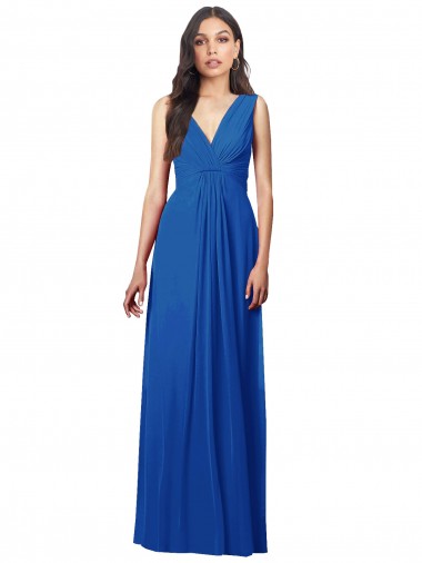 Soft Chiffon A-Line Long Sleeveless V-Back Semi Formal Evening Dress / Bridesmaid Dress Sheffield