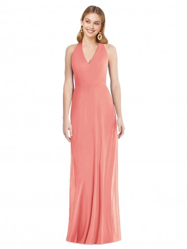 Soft Chiffon Trumpet Long Sleeveless Desert Rose Evening Dresses Sheffield