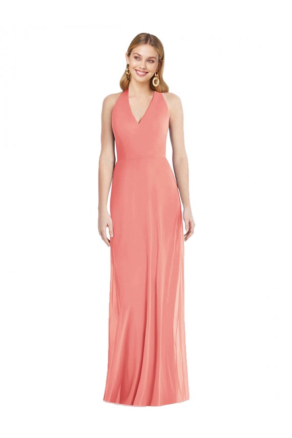 Soft Chiffon Trumpet Long Sleeveless Desert Rose Evening Dresses Sheffield
