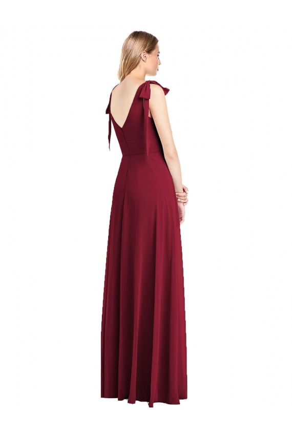 Soft Chiffon Trumpet Long Sleeveless V-Back Front Slit Bridesmaid Dresses Sheffield