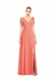 Soft Chiffon Trumpet Long Sleeveless V-Back Front Slit Bridesmaid Dresses Sheffield