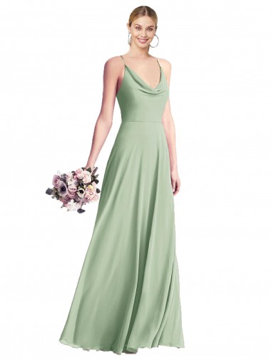 Chiffon A-Line Long Sleeveless Spaghetti Straps V-Back Evening Dresses Sheffield