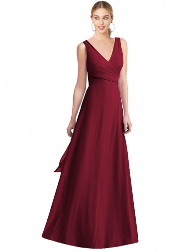 Chiffon A-Line Sleeveless Burgundy Bridesmaid Dress Sheffield