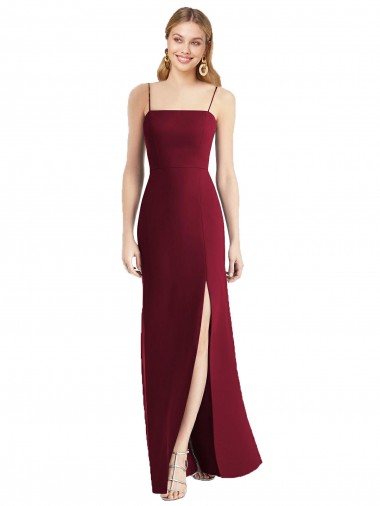 Soft Chiffon Trumpet Long Sleeveless Tie Back Front Slit Bridesmaid Dresses Sheffield