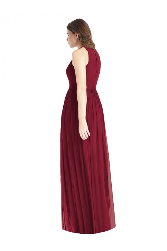 Soft Chiffon A-Line Long Sleeveless Lilac Bridesmaid Dresses Sheffield