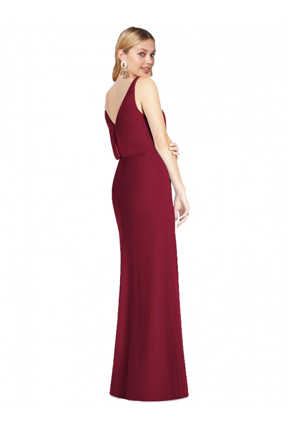 Soft Chiffon Mermaid Long Sleeveless V-Back Front Slit Bridesmaid Dresses Sheffield