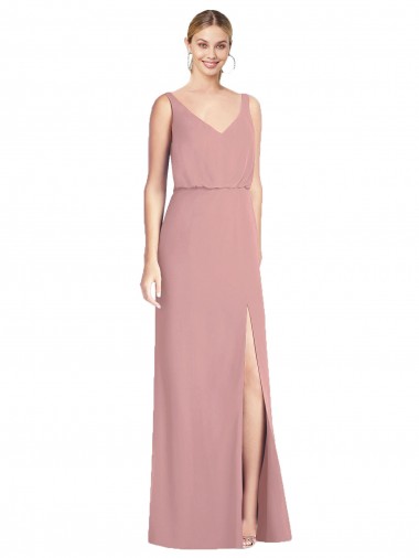 Soft Chiffon Mermaid Long Sleeveless V-Back Front Slit Bridesmaid Dresses Sheffield