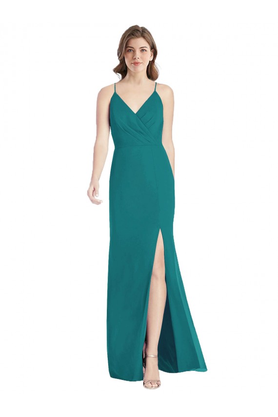 Soft Chiffon Mermaid Long Sleeveless Criss Cross Back Bridesmaid Dress Sheffield