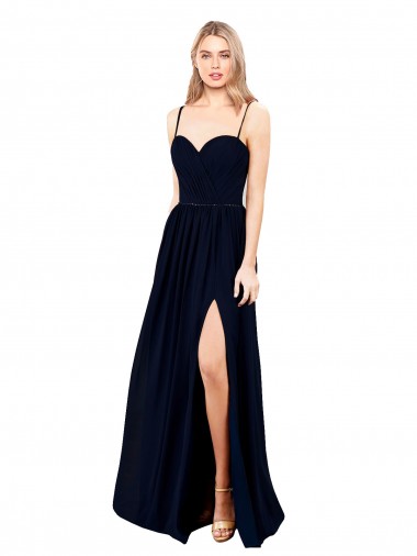 Soft Chiffon A-Line Long Sleeveless High Slit Evening Dresses Sheffield