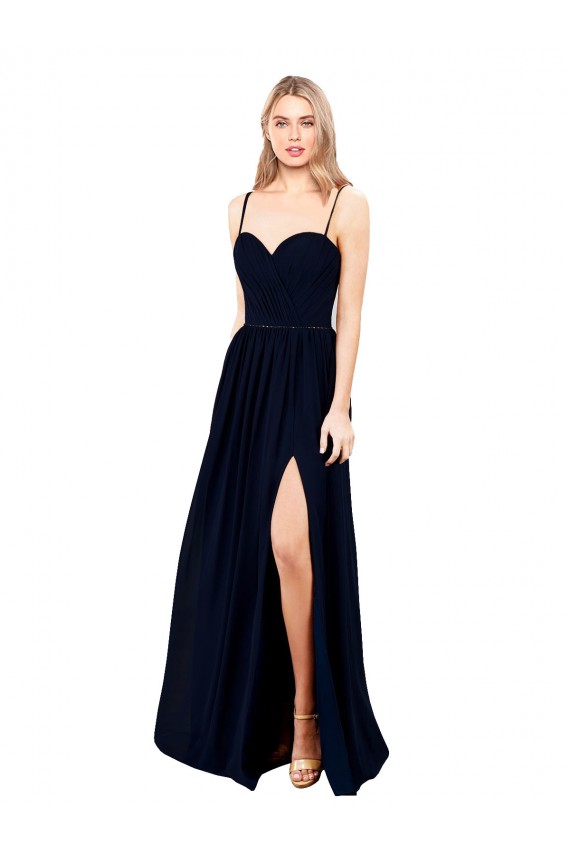 Soft Chiffon A-Line Long Sleeveless High Slit Evening Dresses Sheffield