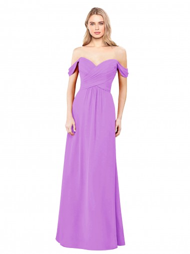 Soft Chiffon A-Line Long Sleeveless Violet Bridesmaid Gowns Sheffield