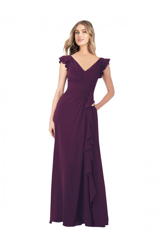 Soft Chiffon A-Line Cap Sleeves Grape Formal Dress / Bridesmaid Dress Sheffield