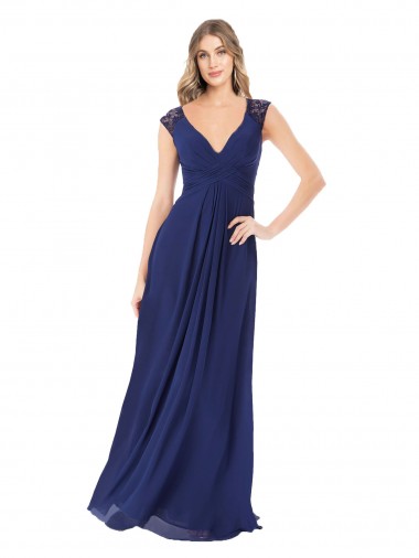 Soft Chiffon A-Line Long Cap Sleeves Keyhole Back Bridesmaid Dress Sheffield