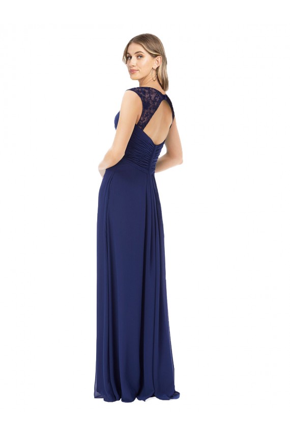 Soft Chiffon A-Line Long Cap Sleeves Keyhole Back Bridesmaid Dress Sheffield