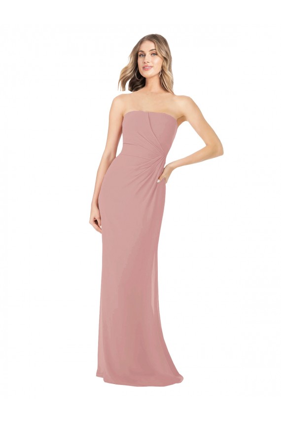 Soft Chiffon Sheath Long Sleeveless Dusty Pink Bridesmaid Dress Sheffield