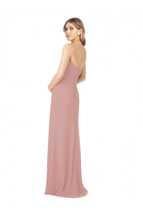 Soft Chiffon Sheath Long Sleeveless Dusty Pink Bridesmaid Dress Sheffield