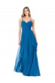 Soft Chiffon A-Line Long Sleeveless Peacock Blue Bridesmaid Dress Sheffield