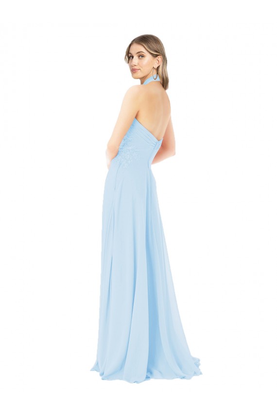 Chiffon A-Line Long Sleeveless Light Sky Blue Bridesmaid Dress / Evening Gowns Sheffield