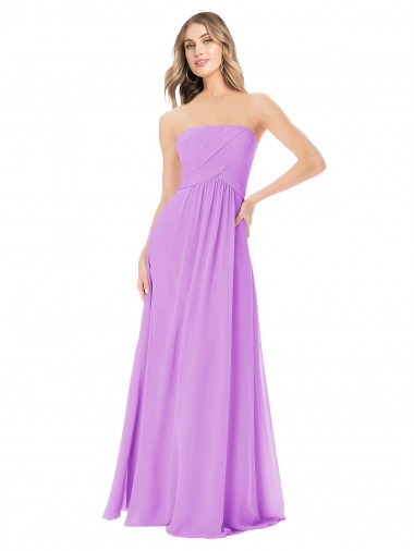 Soft Chiffon A-Line Long Sleeveless Violet Bridesmaid Dress Sheffield