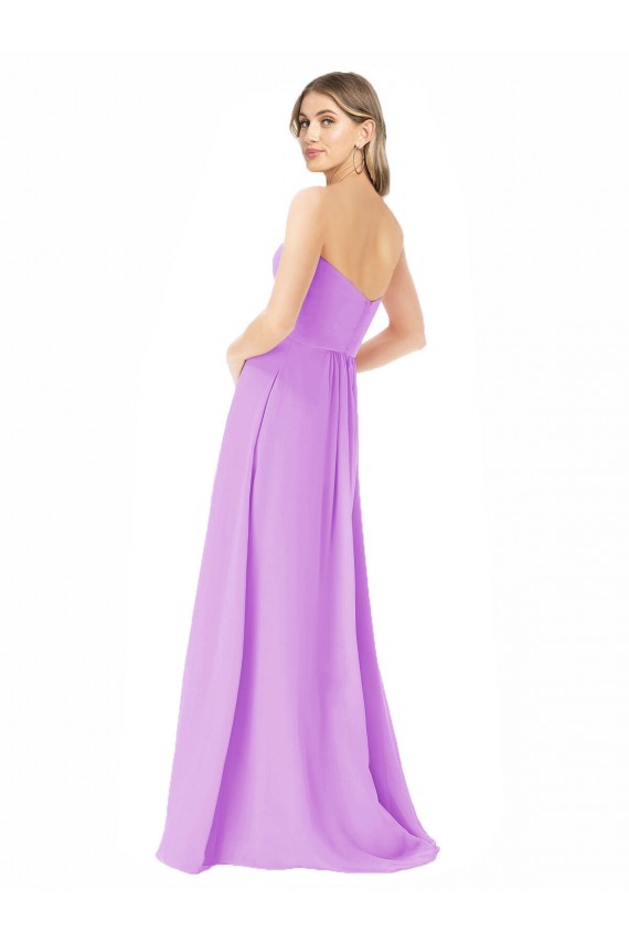 Soft Chiffon A-Line Long Sleeveless Violet Bridesmaid Dress Sheffield