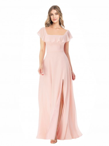 Soft Chiffon Long A-Line Cap Sleeves Formal Dress / Bridesmaid Dress Sheffield