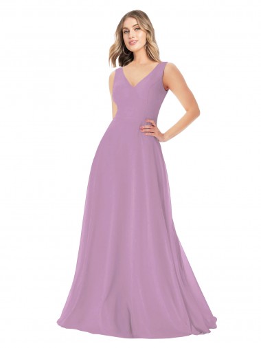 Soft Chiffon A-Line Sleeveless Dark Lavender Bridal Party Dress Sheffield