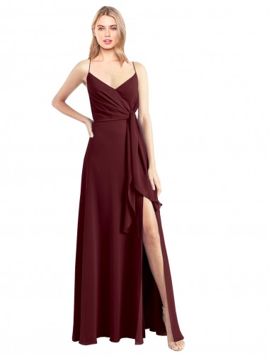 Chiffon A-Line Long Floor Length Sleeveless Low Back Side Slit Bridesmaid Dresses Sheffield
