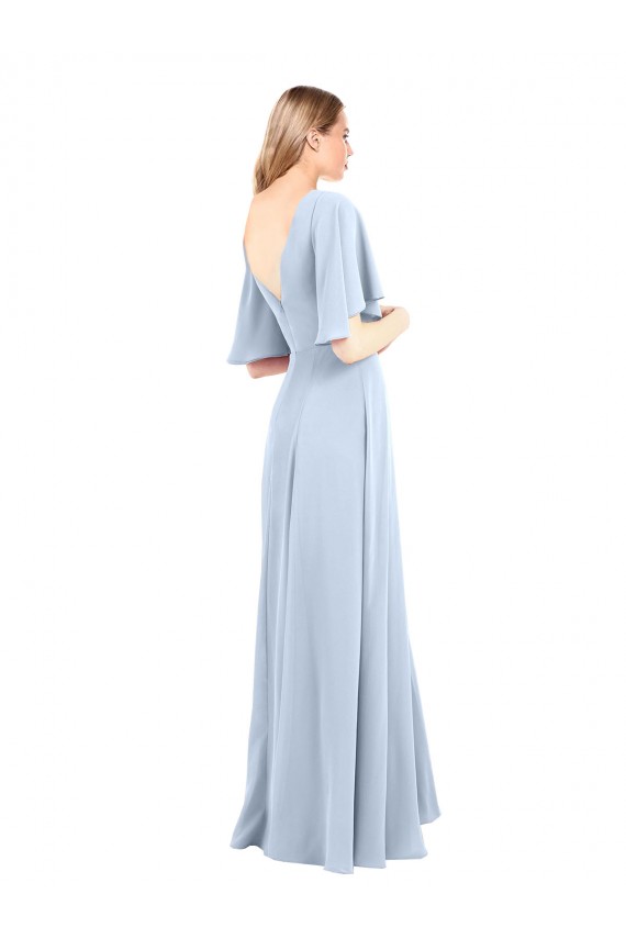 Chiffon A-Line Long Flutter Sleeves V-Back Front Slit Bridesmaid Dresses Sheffield