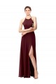 Soft Chiffon A-Line Long Sleeveless Criss Cross Back High Side Slit Bridesmaid Dresses Sheffield