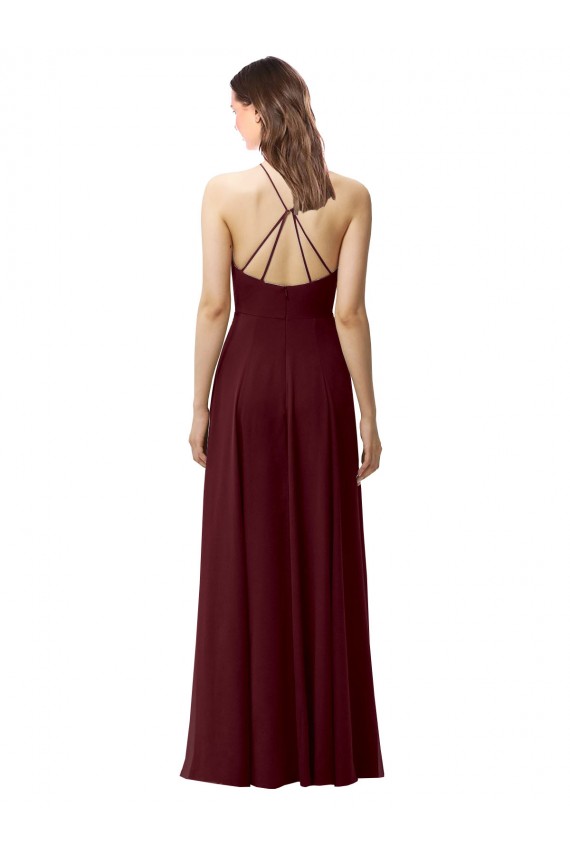 Soft Chiffon A-Line Long Sleeveless Criss Cross Back High Side Slit Bridesmaid Dresses Sheffield