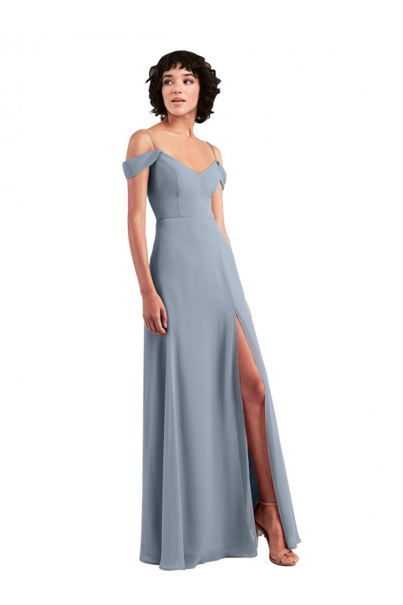 Chiffon A-Line Long Sleeveless High Side Slit Bridesmaid Dresses Sheffield